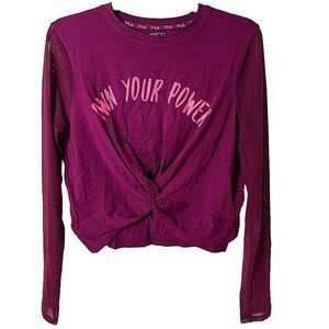 FILA Women’s Own Your Power Purple Moisture Wicking Workout Top Size Large New!